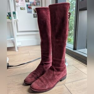 Stuart Weitzman Suede Knee Boots in Rich Burgundy
